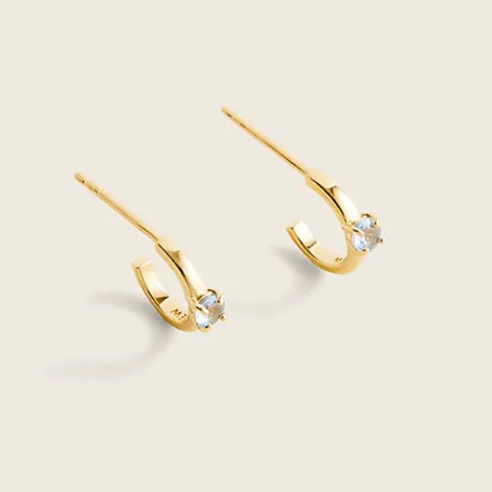 J. Crew NWT Demi-Fine 14k Gold-Plated Sapphire Dot‎ Hoops